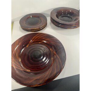 Sakura Port of Call Tortoise Shell Rim Soup Bowls (4) Salad plates (4) and Dinne